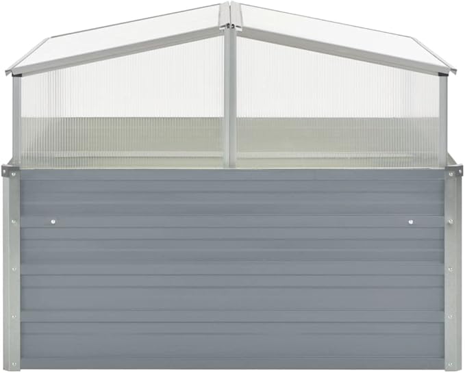 Garden Raised Bed with Greenhouse Outdoor Planting Boxes Suitable for Indoor and Outdoor Flowers and Plants 39.4x39.4x33.5 Gray