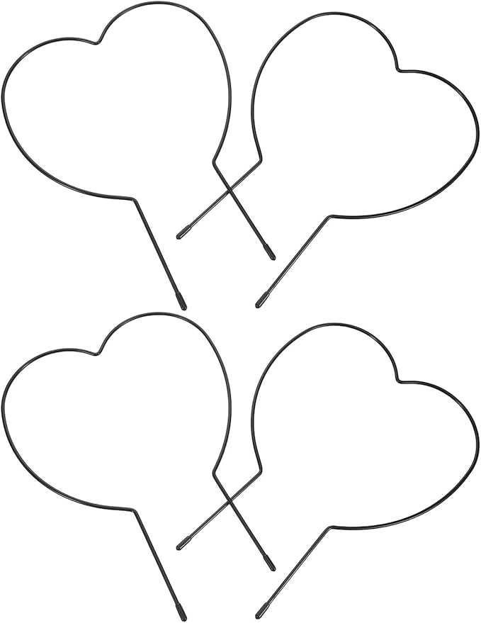 Kisangel 4pcs Iron Heart-Shaped Climbing Plant Trellis for Garden and Indoor Use 4mm Metal Vine Support Frame Stem Flower Holder for Potted Plants and Outdoor Vines