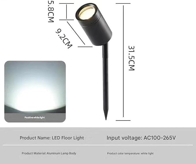 Building Exterior Wall Projector Light Ground-Mounted Insert LED Beam Narrow Spotlights IP66 WaterproofCOB Aluminum Spot Light for House Tree Garden Yard Uplighting(B-White)
