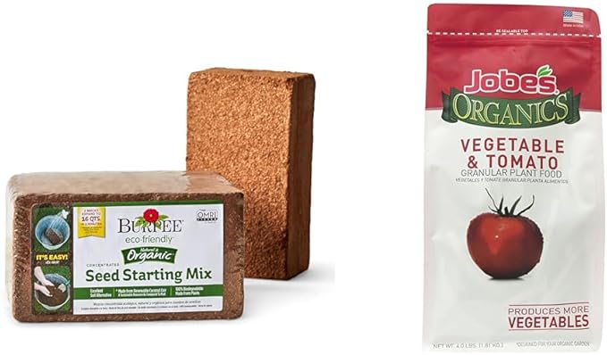 Burpee Organic Coconut Coir Seed Starting Mix 16 Quart &amp Jobe's Organics Vegetable &amp Tomato Fertilizer 4 lbs