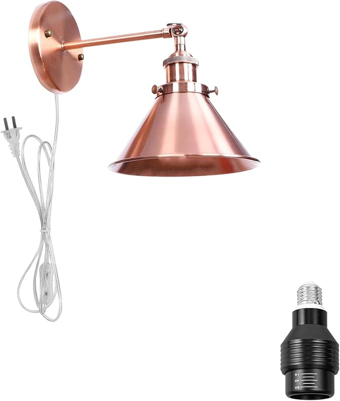 Hook Type Wall Mounted Plant Light for Indoor Growing Full Spectrum 4500K 10W Adjusted Angle &amp Light Beam Range 15°-60° Vintage Red Bronze Metal Wall Lamps for Plants Flowers