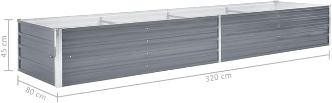 Garden Planter Raised Bed Galvanized Steel Patio Flower Plant Vegetable Bed with Open Bottom Lawn Backyard Outdoor Patio DIY Decor Gray 126x31.5x17.7