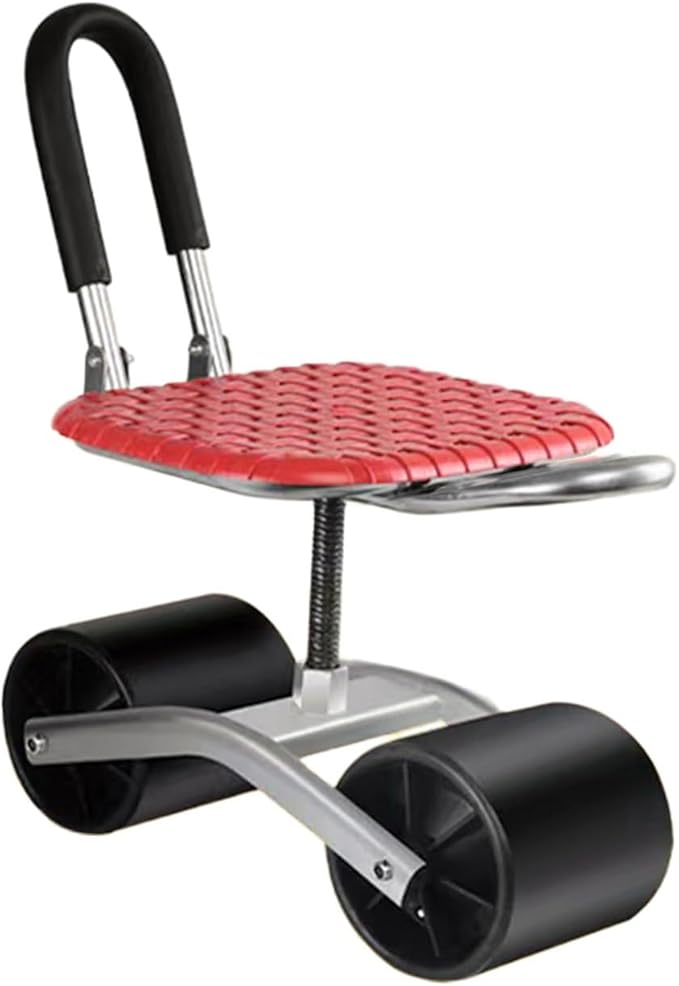 Garden Stool with Wheels20-33cm Adjustable HeightFoldable Backrest Gardening Seat Bearing 150kgfor Orchards Farms(Black)