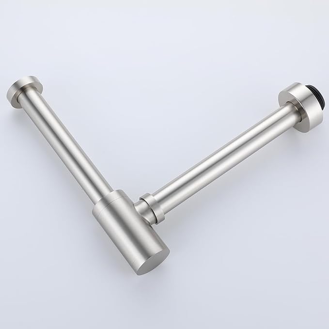 RANDOM Brass Round Bottle P-Trap 1 1/4Raise and Lengthen Adjustable Basin Sink Waste Drain Trap KitBrushed Nickel.RD-83888BN-L