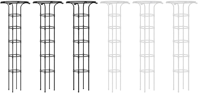 Metal Umbrella Trellis 72IN Decorative Vertical Garden Obelisk Trellis with PE Coated Black Lightweight Plant Tower Umbrella Shaped Ventilated Plant Trellis for Climbing(Black 72.83 x 9.84IN)
