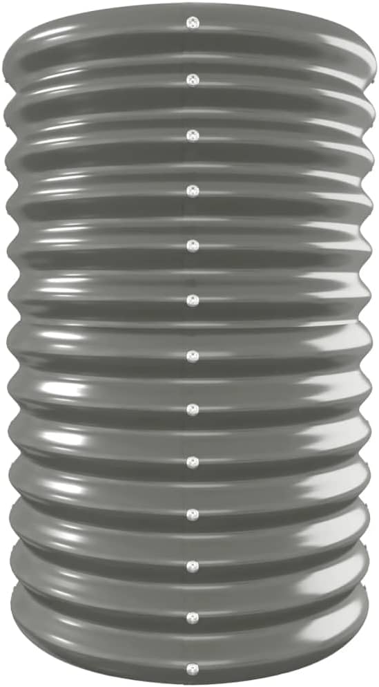 Raised Garden Bed Powder-Coated Steel Gray 130.7 x 15.7 x 26.8 Oval Planter Box for Outdoor Use Large Raised Planter for Vegetables Flowers and Herbs Sturdy Durable Elevated Garden Box