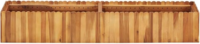 Wooden Raised Garden Planter Bed Solid Acacia Wood Slatted Design Patio Flower Plant Vegetable Bed Lawn Backyard Outdoor Patio DIY Decor 59x11.8x9.8