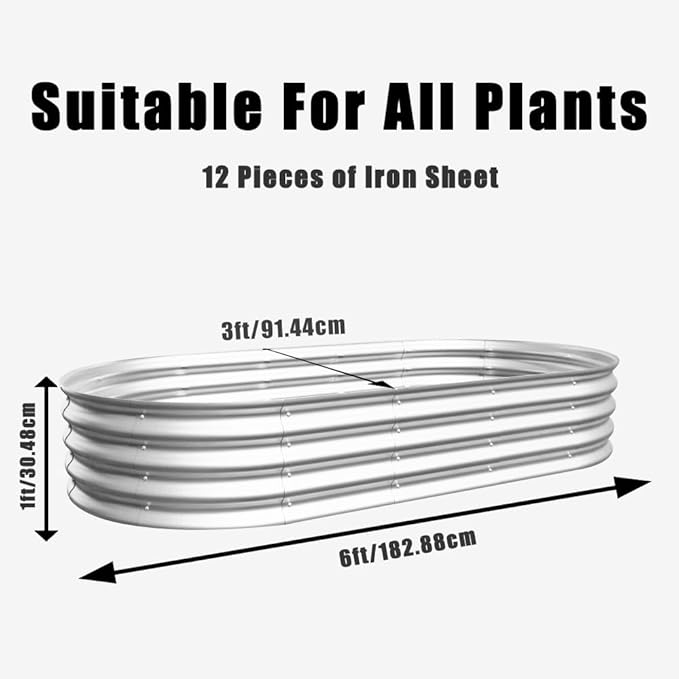 Heavy Duty Galvanized Steel Raised Garden Bed for Outdoor Vegetables Flowers and Herbs – Rust Resistant Durable &amp Easy to Assemble (1Pcs 6x3x1ft)