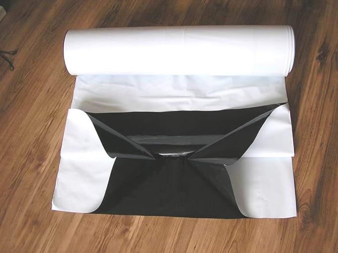 Panda Film 10 x 50 Ft Black White Plastic Sheeting 5.5 mil Thick for Indoor Gardening (10x 50 ft (3x15m)-1 Roll)