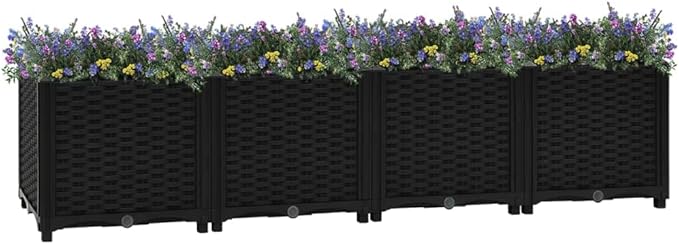 Raised BedOutdoor Planting BoxesIndustrial Rustic PlanterRaised Beds for GardeningPlantersfor Backyard Patio Balcony Garden63x15.7x15 Polypropylene
