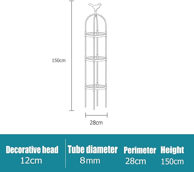 2 Pack Garden Trellis for Climbing Plants Trellis for Potted Plants Tomato Cage Pots Rustproof Metal Plant Flower Trellises Clematis Vine Jasmine Support Outdoor Indoor(Black28 * 150cm/11*59)