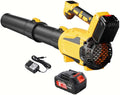 Leaf Blower Cordless 21V Powerful Electric Leaf Blower with Batteries and Charger 5 Speed Modes Lightweight LeafBlowers for Lawn CareBlowing LeavesDust Snow (Yellow)