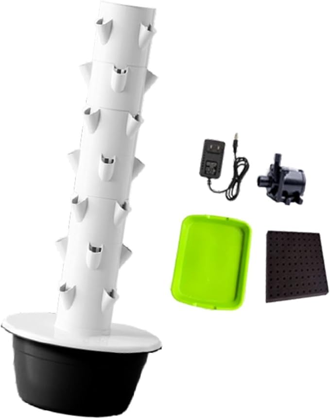 Hydroponic Tower Hydroponics Growing System Kit Eco Friendly Space Saving Vertical Garden Planter for Flowers Gardening Lover Black M