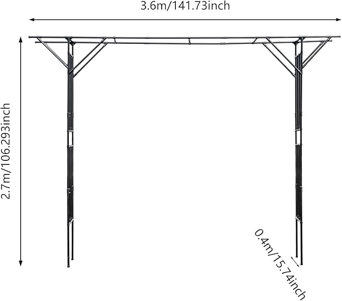 Sturdy Steel Outdoor Garden Trellis &amp Wedding ArchOutdoor Metal Climbing Plant Trellis for Vines FlowersGrapesGarden Arch11.8ft x 8.9ft (Black)