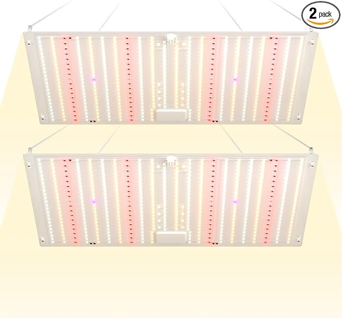 2PCS 800W LED Grow Lamps 504 LEDs Full Spectrum Dimmable Plant Light with Low-Heat Diodes Great for Indoor Succulent Growth Seedling Trays Sunlight-Mimicking Fill Lighting US Plug Works with 110V-277V