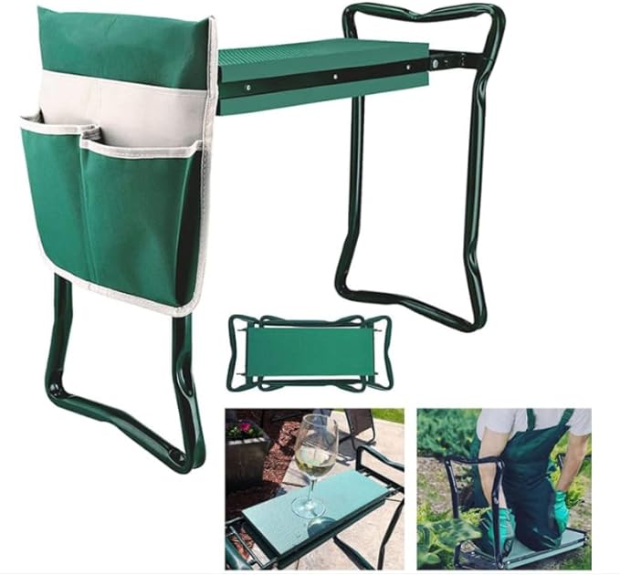 Garden Kneeler Seat with Tool Pouch Foldable Kneeling Pad Non-Slip