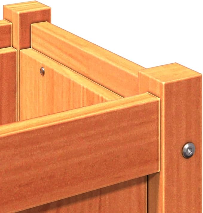 Garden Planter Wax Brown Solid Pine Wood Medium 15.7 Square Decorative Inlays Outdoor Raised Bed for Flowers Herbs Vegetables
