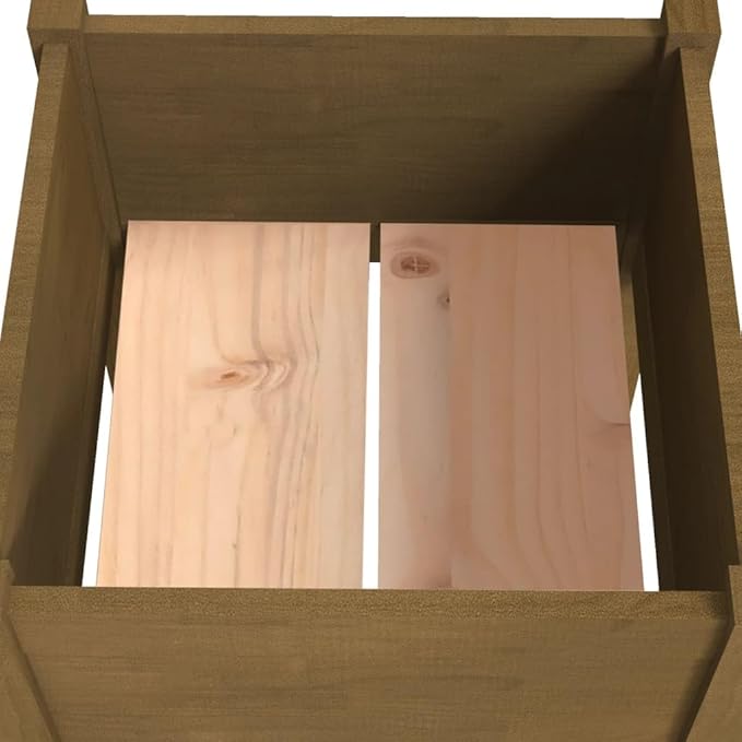 Raised Planter Set of 2 Honey Brown Solid Pinewood 19.7x19.7x27.6 in Rustic Elevated Garden Box for Patio Balcony Terrace and Outdoor Flower Beds