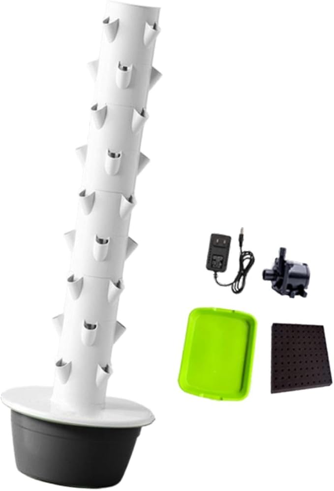 Hydroponics Growing System Hydroponic Tower Nursery Planter Plant Germination Kit Vertical Garden Planter for Flowers Peppers Black L