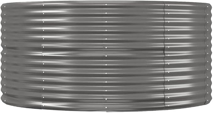Raised Garden Bed Gray 144.5x55.1x26.8 Powder-Coated Steel Elevated Planter Box for Outdoor Use Large Garden Raised Bed Durable Garden Box for Vegetables Flowers and Herbs
