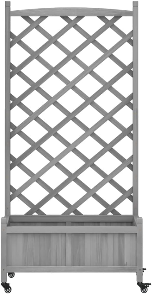 Planter with Trellis Steel Grid Galvanized Wire Cages Rock Retaining Wall for Garden Landscape Patio Fence Galvanized Bed - Medium Grey