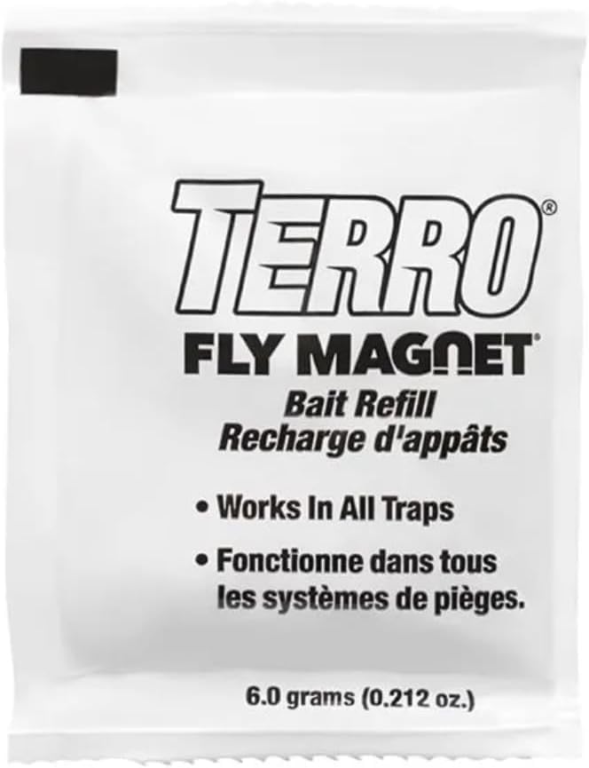 Plexon Fly Trap Bundle Compatible with TERRO Fly Magnet Reusable Fly Trap Includes Fly Bait and 9.5 Heavy Duty Hanging Chain (2 Traps)