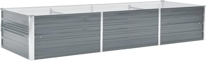 Gray Galvanized Steel Raised Garden Bed - Deep &amp Wide Weather-Resistant Easy Assembly