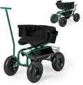 ERGOMASTER Garden Cart Rolling Workseat with Wheels2 Steering Handles360 Degree Swivel Seat &amp Tool Storage Use for Patio Yard and Outdoors Workseat Green