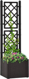 Garden Raised Bed with Trellis and Self Watering System AnthraciteRaised Garden BedRaised Planter Stand with Shelves for Growing HerbsVegetables and Flowers in Limited Garden Space