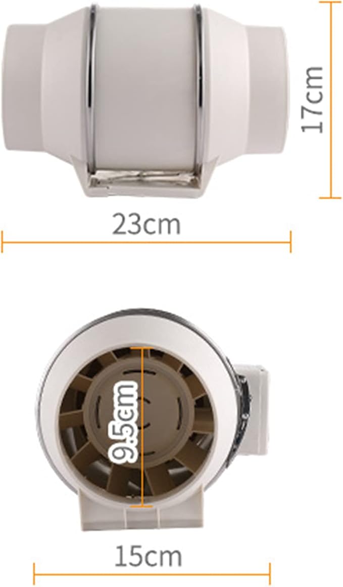 4'' Inline Duct Fan 129.41 CFM High-Efficiency Exhaust Ventilation Fan Quiet 31dB Air Duct Fan with Pure Copper Motor for Home Kitchen Bathroom Grow Tent Hydroponics (US Plug 110V)