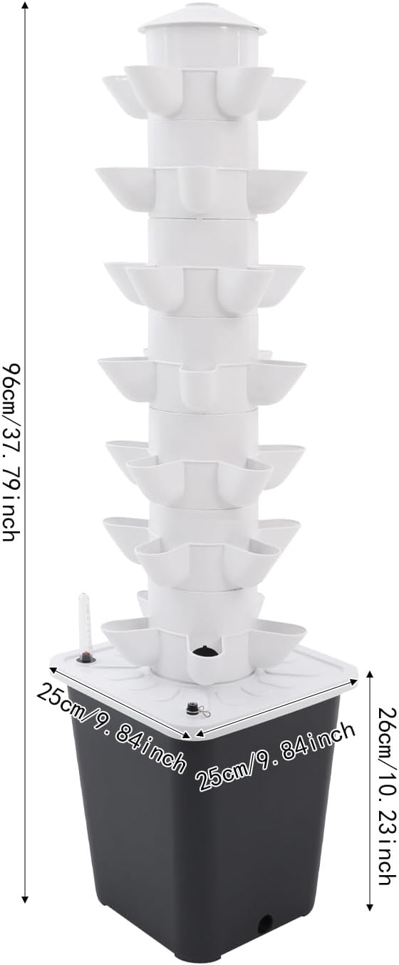 Hydroponic Growing System 7-Tier 35-Plant Vegetable Planter Tower Outdoor Indoor Garden Vertical Planter Germination Kit with Water Pump &amp Intelligent Water Circulation for Gardening Lover