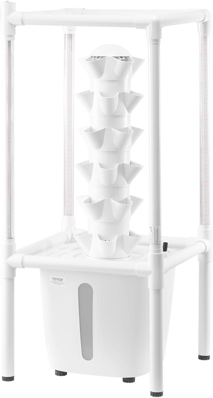 VEVOR Hydroponic Growing System with Grow Light 30 Pods Vertical 6 Tiers Hydroponic Tower Home Hydronic Garden with Water Pump Plants Germination Kit for Indoor Herbs Fruits and Vegetables