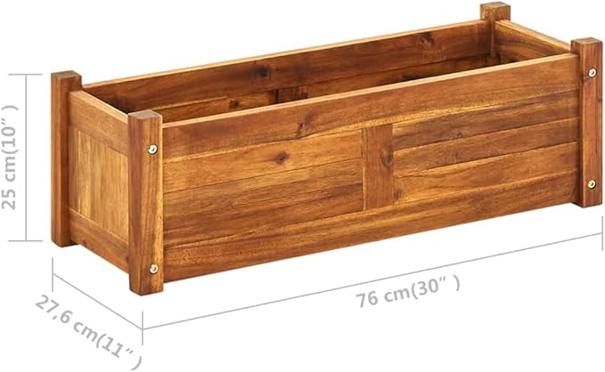 Acacia Wood Garden Raised Bed Durable Outdoor Herb Garden Planter Box for Gardening Vegetables 29.9x10.9x9.8-226