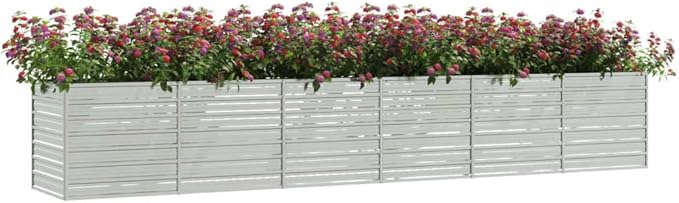SKM Garden Raised Bed 189x31.5x30.3 Galvanized Steel Silver-69021026