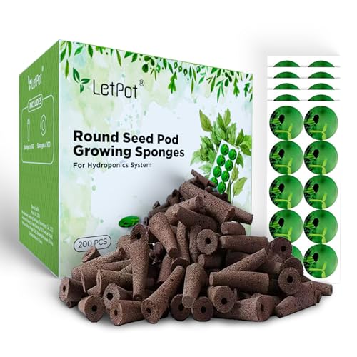 LETPOT 200 Pcs Seed Pod Kits Replacement Root Growth Sponges Seed Pods Seed Starter Sponges Kit for Hydroponic Indoor Garden System with 100 Sponges 100 Stickers