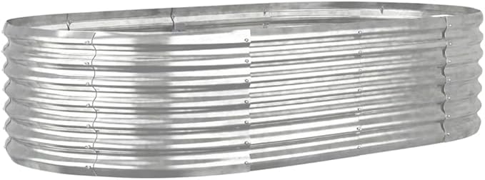 SKM Garden Raised Bed Silver Powder-Coated Steel Large DurableSilver (Weight 12.06KG)