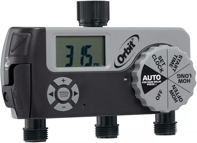Orbit 56233D 3-Outlet Digital Watering Timer 3 valves Black and Gray