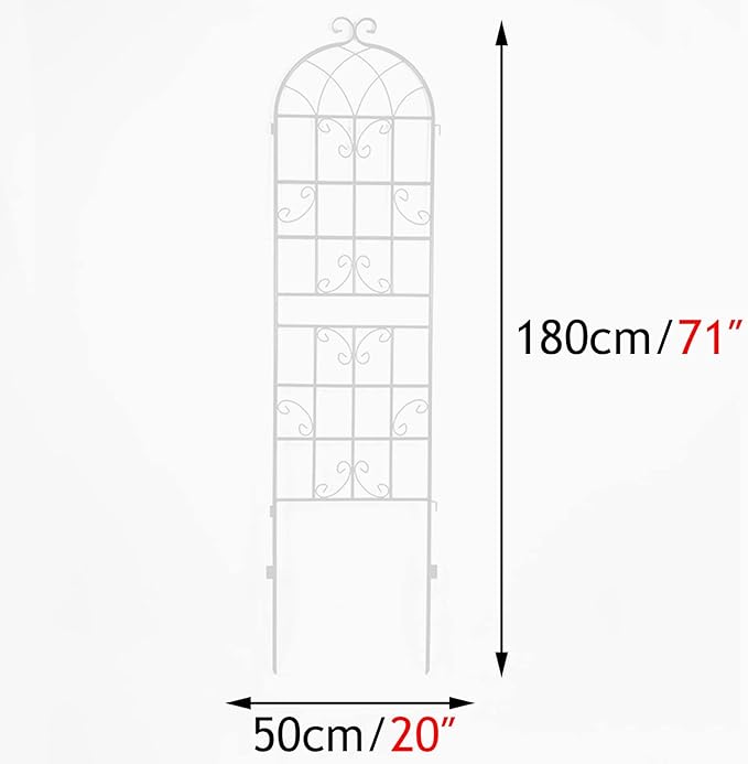 59x20″/71x20″ Metal Garden Trellis Decorative Climbing Plant Fence Freestanding Garden Trellis Plant Support Frame for Tomatoes Vegetables Flowers Fruits (Color : Black Size : 180x50cm)