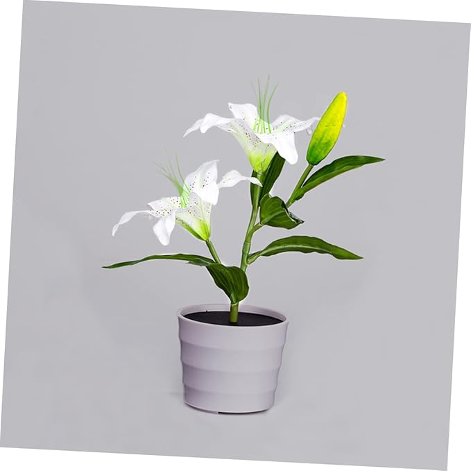 ABOOFAN Solar LED Artificial Lily Flower Light Waterproof Decorative Garden Lamp Solar Light for Outdoor and Indoor Flower Highlight