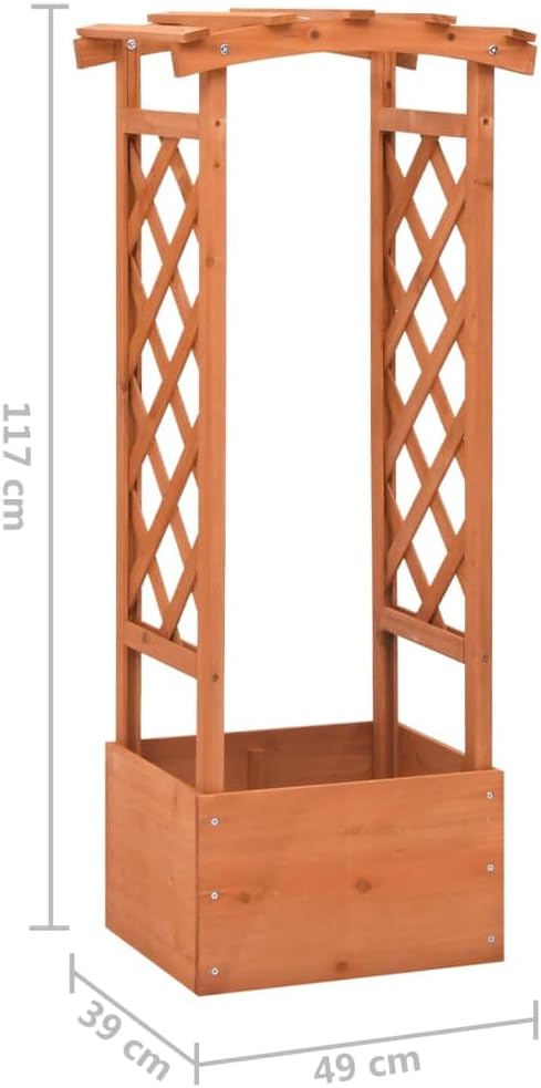 Firwood Trellis Planter with Arch 19.3x15.4x46.1 Outdoor Raised Garden Bed for Climbing Plants Durable Plant Holder for Patio Deck Balcony