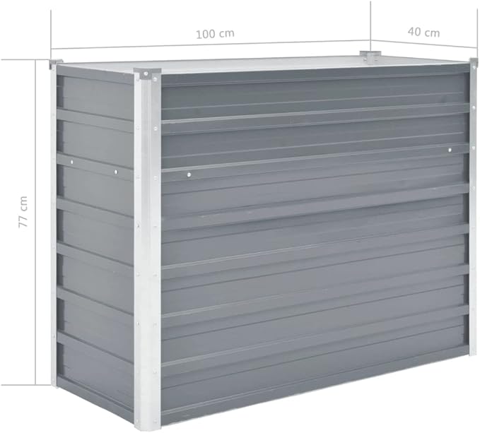 Garden Raised Bed Galvanized Steel 39.4x15.7x31.3 Gray