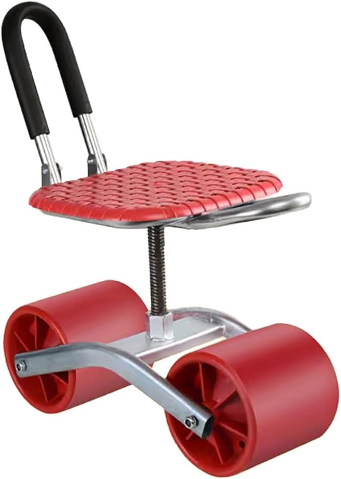 Garden Cart Gardening Workseat with Wheels360°Swivel Rolling GardensFoldable Storage for Lawn Yard(Red)