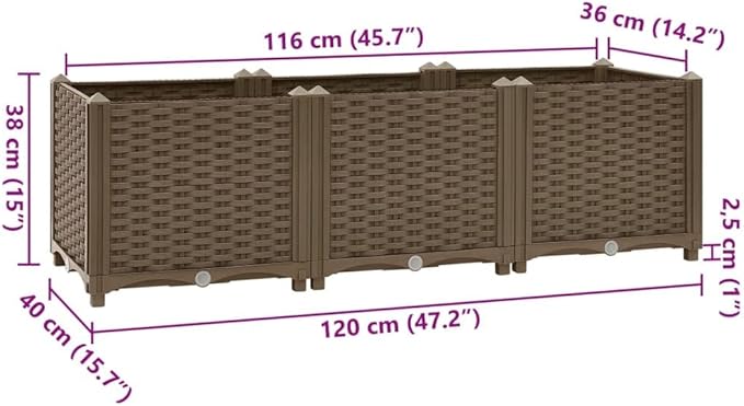 SKM Raised Bed 120x40x38 cm Polypropylene (Weight-12KG)-6517