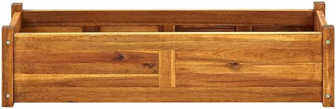 Brown Acacia Wood Raised Garden Bed 39.4 x 11.8 x 9.8 Inch Planter Box for Outdoor Plants Durable Rustic Elevated Garden Bed for Gardening