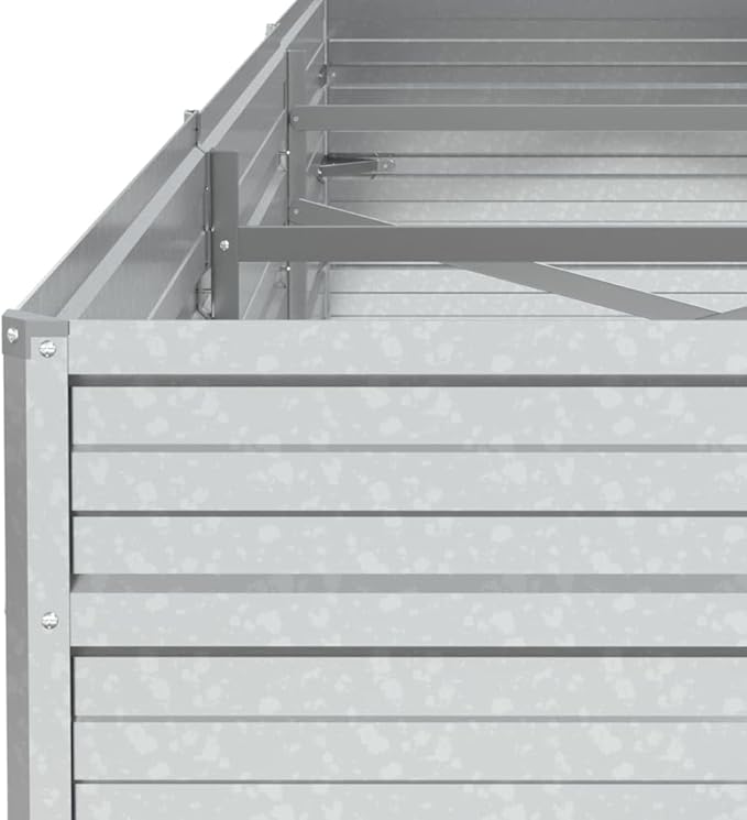 Galvanized Steel Garden Raised Bed Large Outdoor Planter Box with Open Bottom Metal Raised Planter Bed for Vegetables Flowers 94.5x31.5x17.7 Silver-242