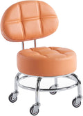 Low Rolling Stool with Wheels360° Rotating Pulley Low Stool with BackrestFoot Stools with Universal Swivel Caster Wheels Leather Small Stools for GarageGardeningHomeDaily