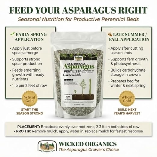Old Cobblers Farm™ Wicked Organics Organic Asparagus Fertilizer - All-Natural Plant Nutrients for Healthy Growth (5lbs/10lbs/15lbs/20lbs) (20lbs)
