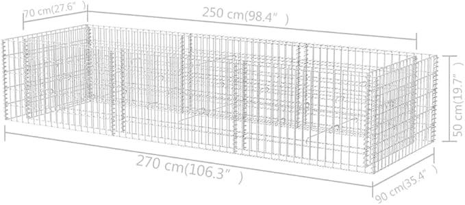 Gabion Raised Bed Gabion Mesh Planter Outdoor Metal Raised Garden Beds for Growing Vegetables Flowers Herbs and Succulents Steel 106.3x35.4x19.7