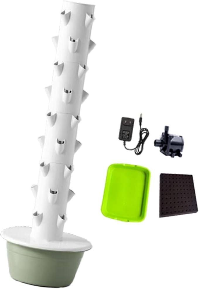Hydroponic Tower Hydroponics Growing System Kit Eco Friendly Space Saving Vertical Garden Planter for Flowers Gardening Lover Green Size L