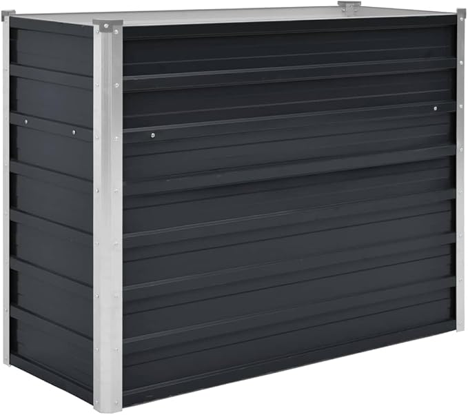 Galvanized Steel Raised Garden Bed 39.4x15.7x30.3 Anthracite Powder-Coated Planter with Open Bottom for Balcony Patio Vegetable Flower Herb Outdoor Gardening